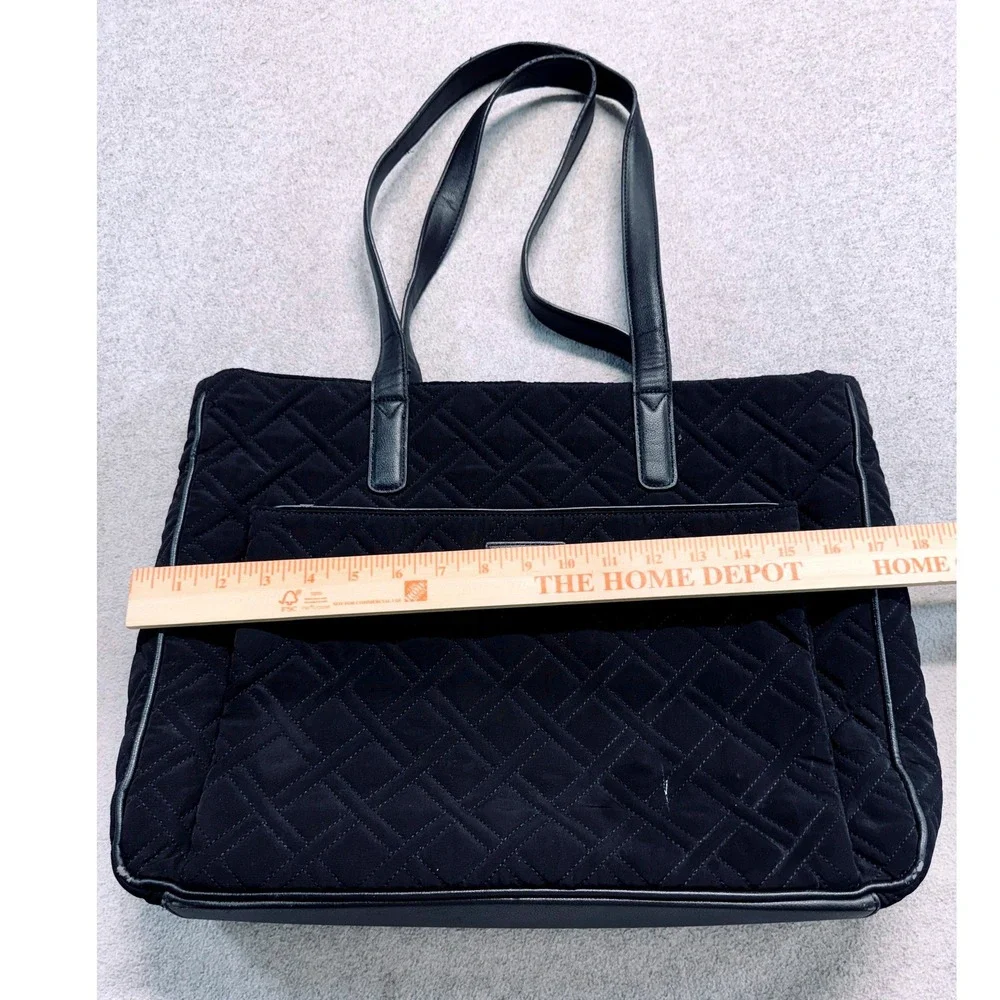 Vera Bradley Black Quilted Tote Bag Large Travel Work Laptop Shoulder Purse